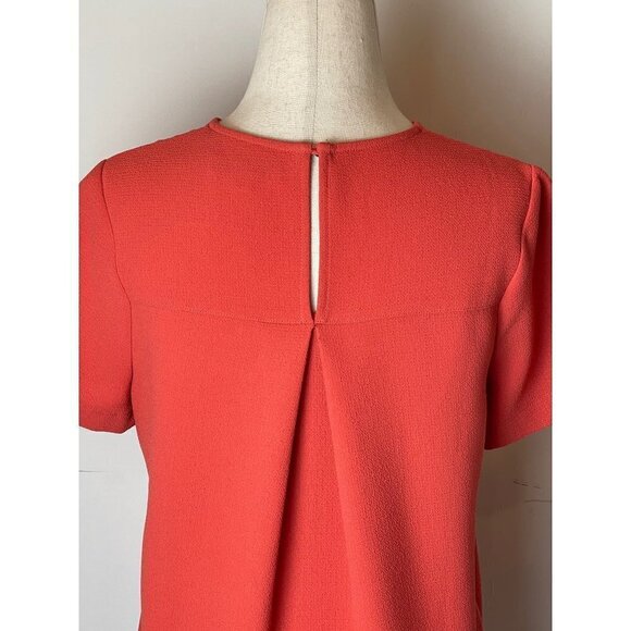 Madewell Orange Crew Neck Keyhole Neck Short Sleeve Tailored Pleated Top Size XS - Picture 8 of 12